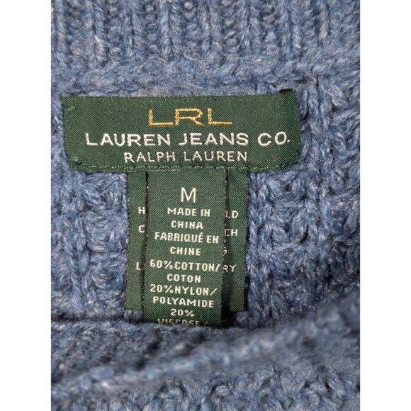 Lauren Ralph Lauren Sweater Womens Size Medium Blue Poncho Waffle Knit Pullover - Picture 4 of 12